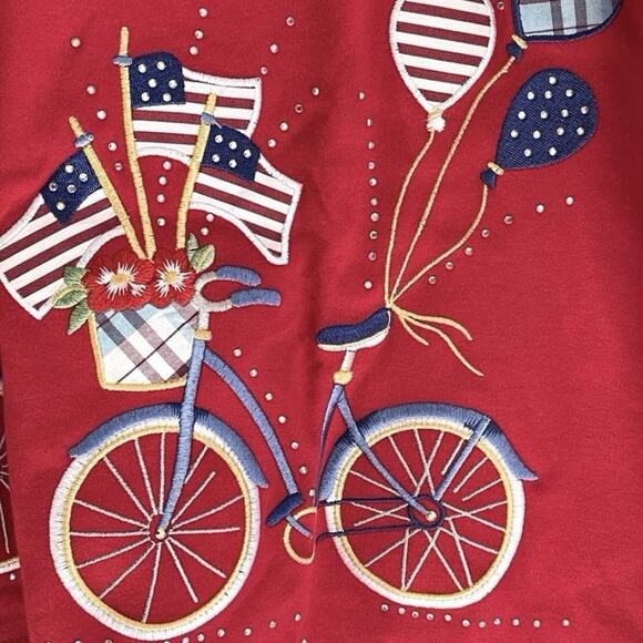 Quacker Factory Women small Sweater Patriotic Country Red Button Down Cardigan - Picture 3 of 7